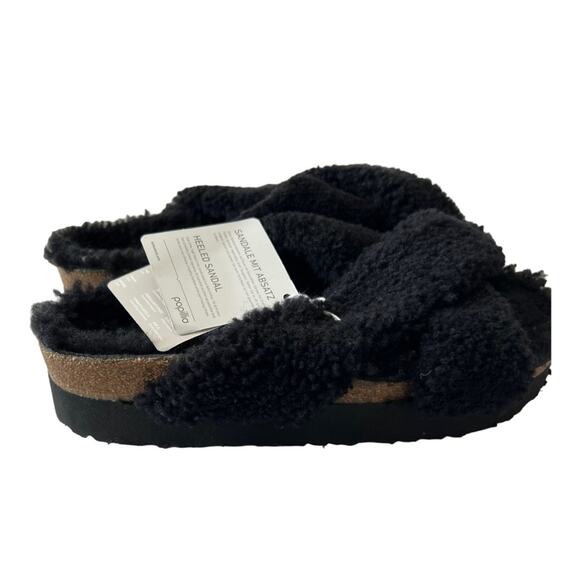 Papillio Birkenstock Daytona Shearling Black Platform Sandals Women Size 39 EU - Picture 4 of 16